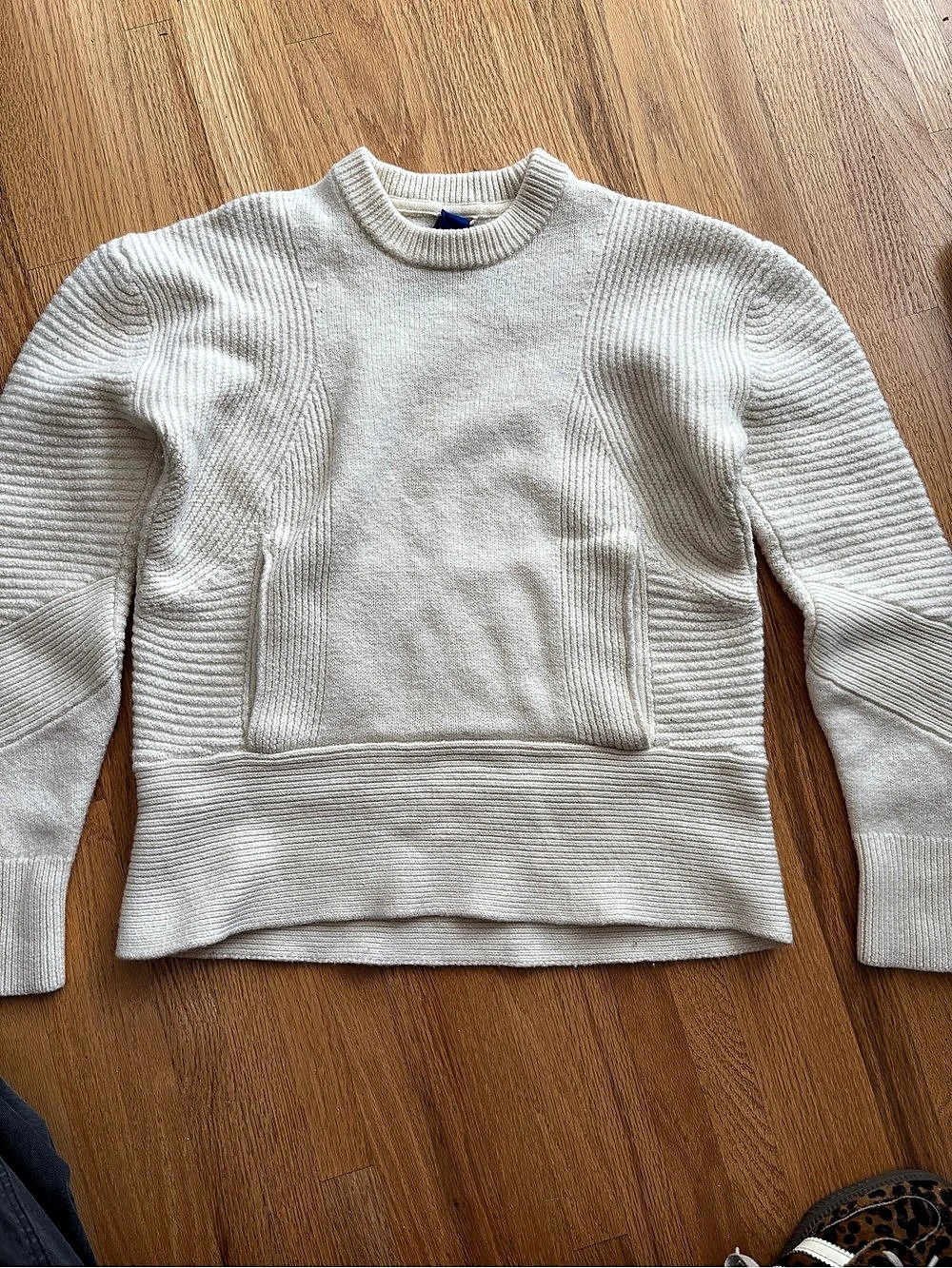 Kit and Ace Ribbed Crew Neck Sweater Cream Size XS/S